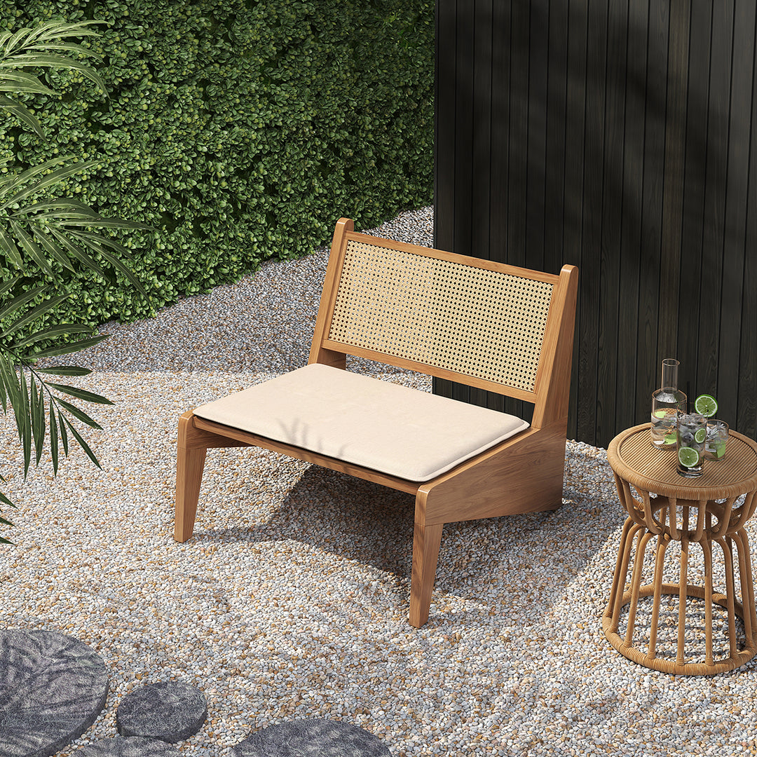 Boho Style Outdoor Aluminium Alloy & PE Rattan Patio Chair with Removable Cushion