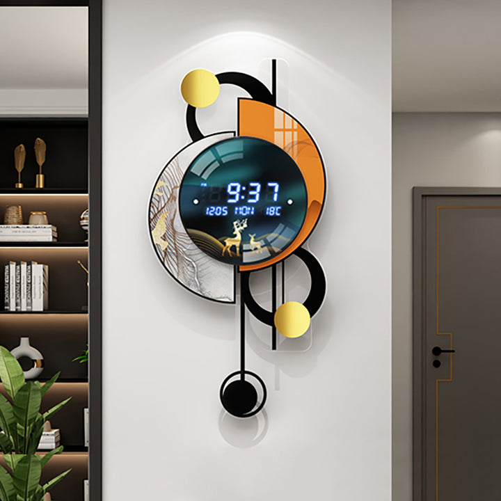 670mm LED Silent Wall Clock Multi-function Display Voice-Activated Wall Clock