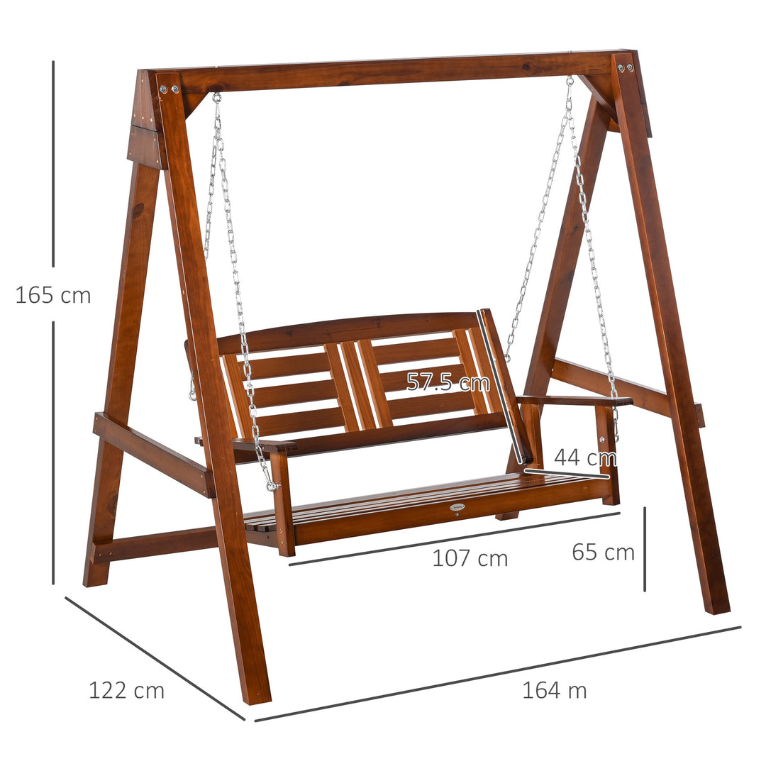 2 Seater Outdoor Garden Swing Chair Wooden Hammock Bench for Porch Patio Yard