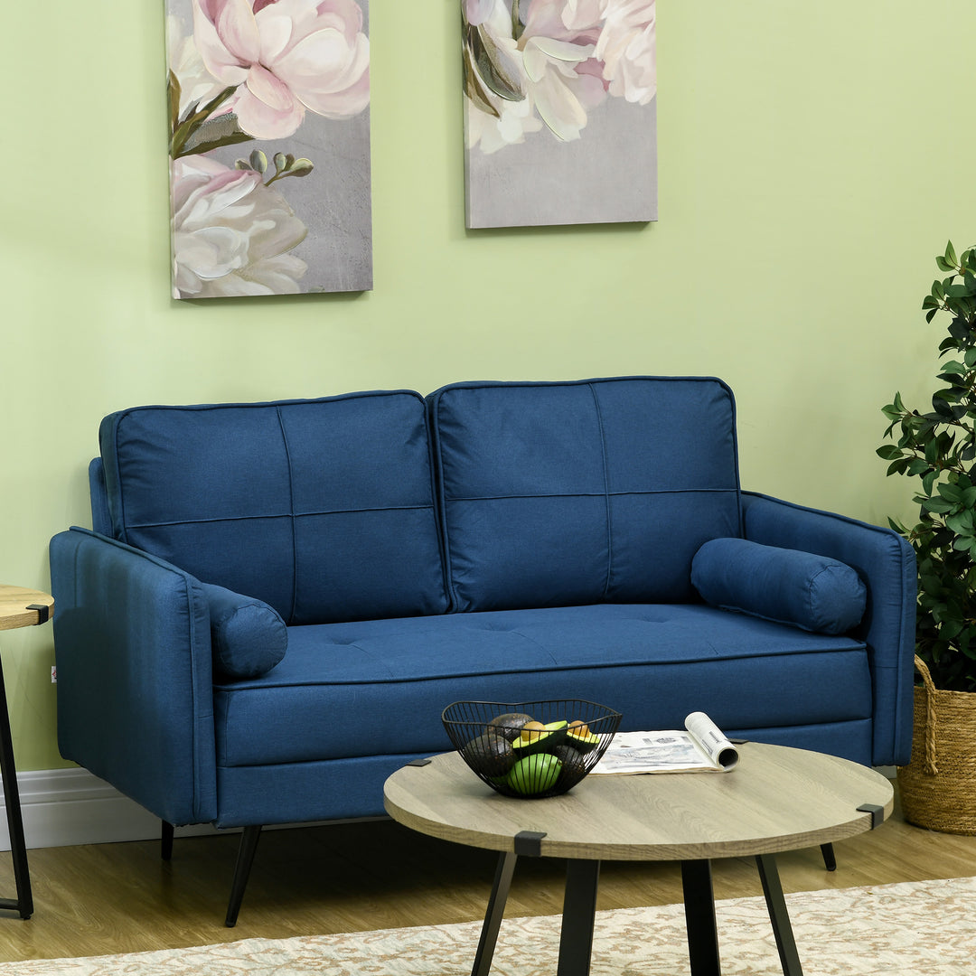 143cm Loveseat Sofa for Bedroom Upholstered 2 Seater Sofa with Back Cushions and Pillows