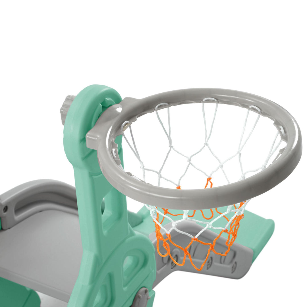 4-in-1 Children's Slide and Swing Set with Basketball Hoop and Climbing Ladder