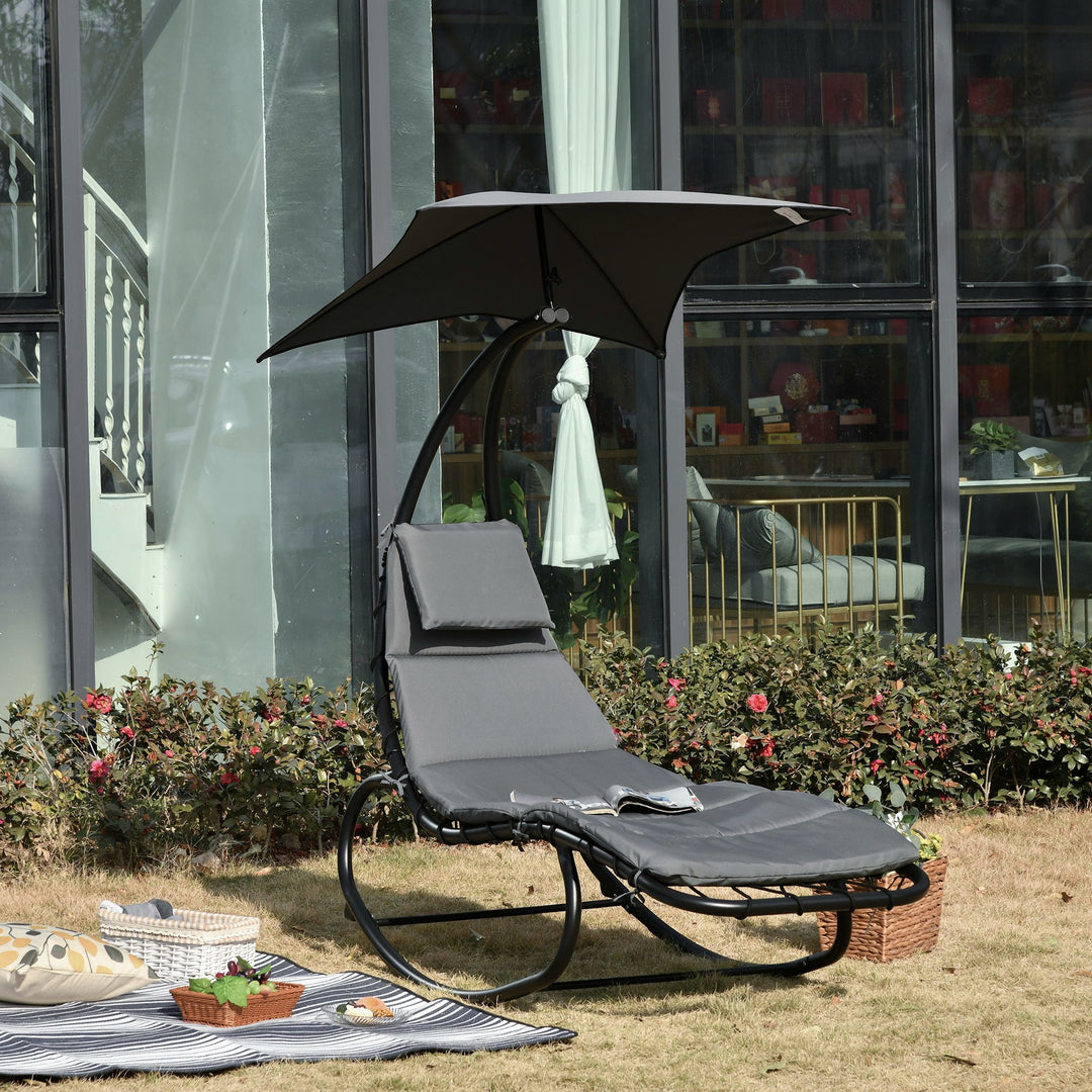 Rocking Lounger with Canopy: Cushioned Patio Bed