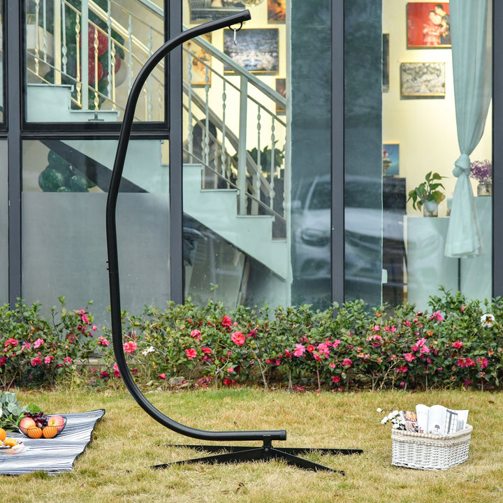 Hanging Hammock Stand Hammock Chair Stand C Stand Steel Heavy Duty Stand for Air Porch Swing Chair (Only Construction)