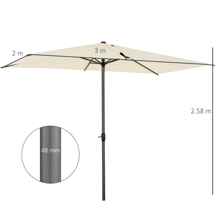 Waterproof 3 x 2M Sun Parasols Umbrellas Garden Patio Tilt Sun Shade Outdoor Canopy Crank Aluminium