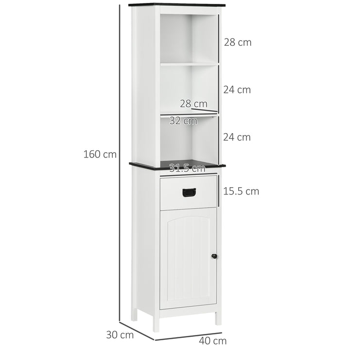 Kleankin Bathroom Bastion: Tall Slim Storage Cabinet with Adjustable Shelves & Drawer