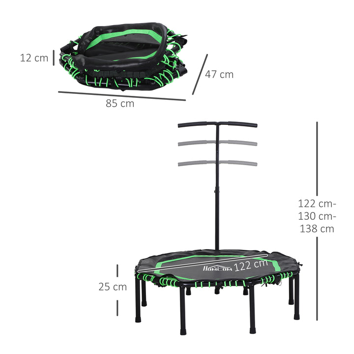 48" Octagonal Mini Fitness Rebounder Trampoline Indoor Outdoor Foldable Mini Jumper with Adjustable Handle