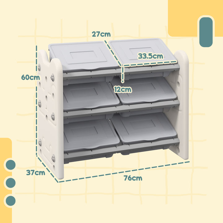 3 Tier Kids Toy Storage Units with 6 Storage Boxes