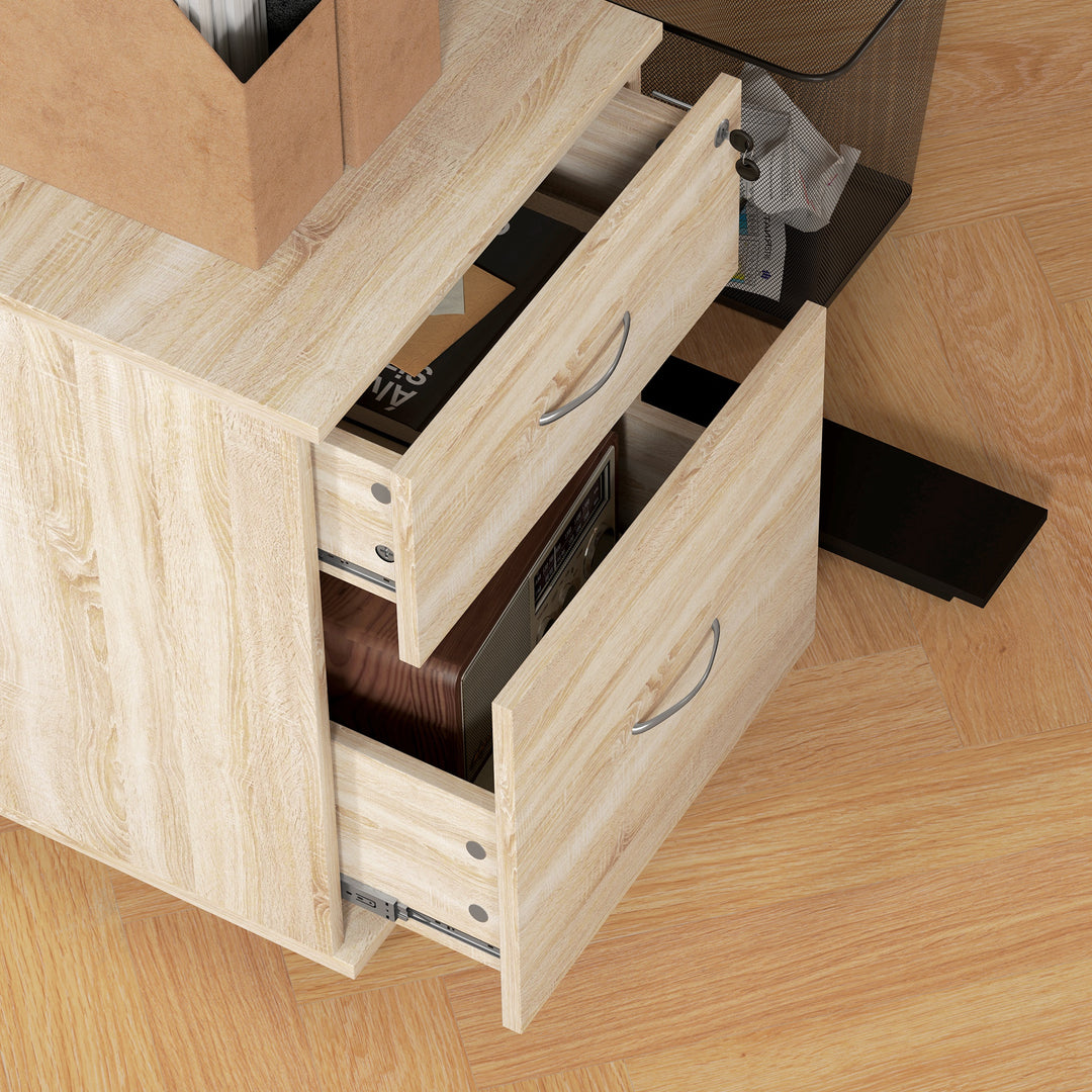 Two Drawer Lockable Filing Cabinet - Wood-Effect