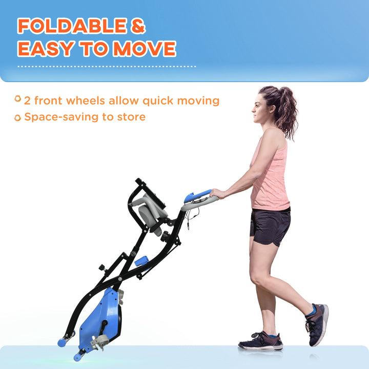 2-in-1 Folding Exercise Bike with 8-Level Magnetic Resistance