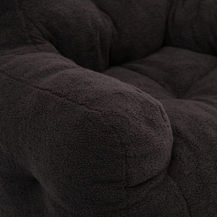 Soft Swivel Foam Bean Bag Armchair with Teddy Fabric and Ergonomic Backrest