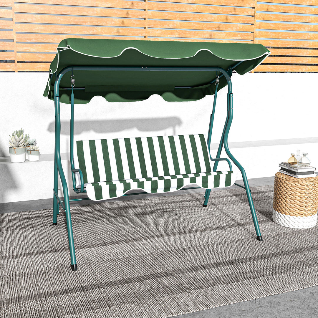 Waterproof 3 Seater Garden Swing Seat Chair Outdoor Bench with Adjustable Canopy and Metal Frame