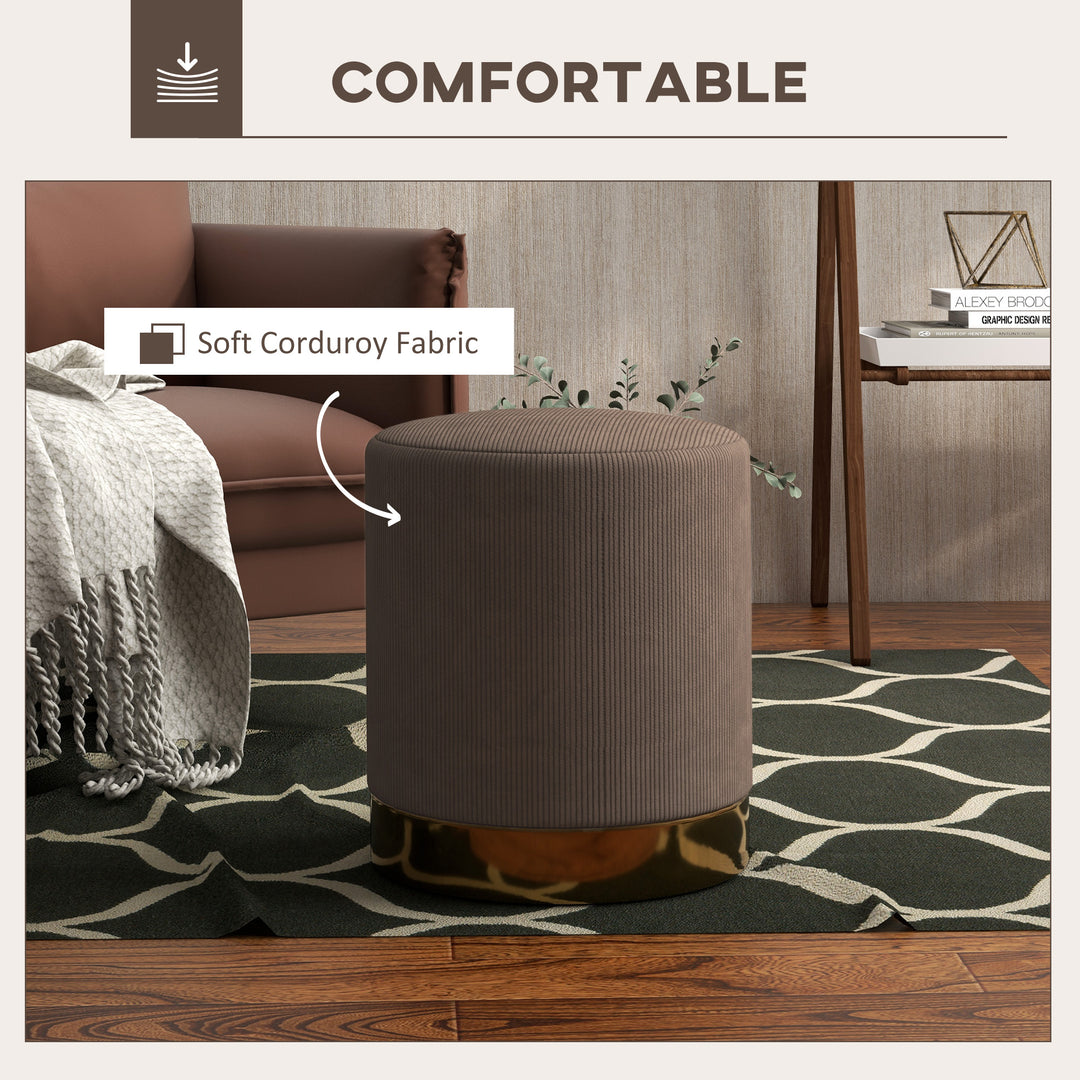 Corduroy Fabric Round Footstool