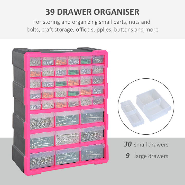 Organiser Cabinet: 39 Drawer Plastic Storage Unit for Small Parts