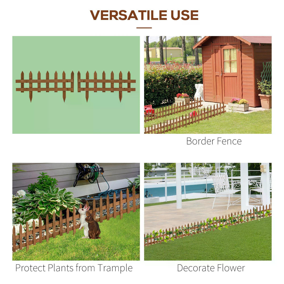 60L x 1D x 34H cm Pack of 12 Wooden Border Fences