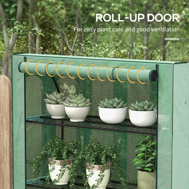 Portable Mini Greenhouse: 4 Tier with PE Reinforced Cover and Roll-up Door