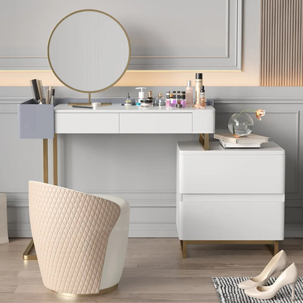 1000mm Modern White Makeup Vanity with 2 Drawers Mirror Included