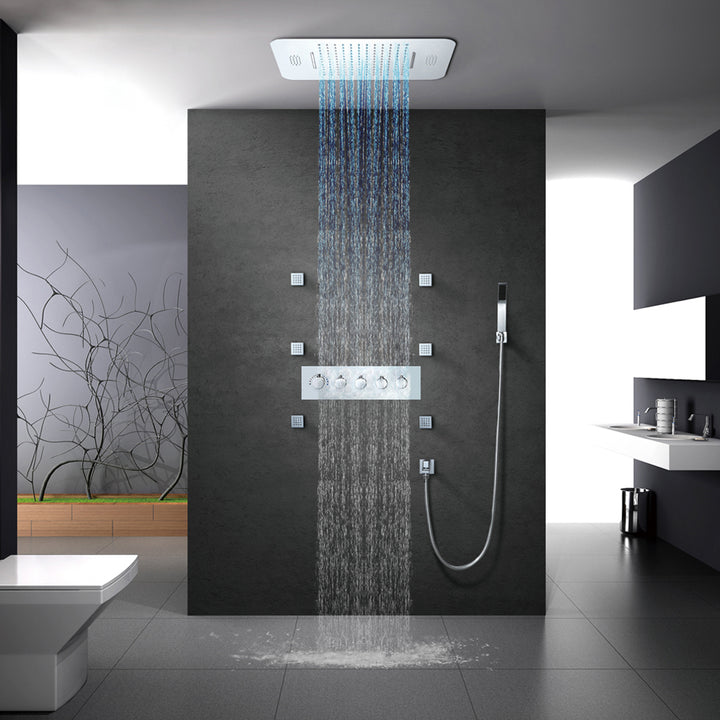 Wall-Mounted 580mm Thermostatic Shower Set in Chrome 4 Functions