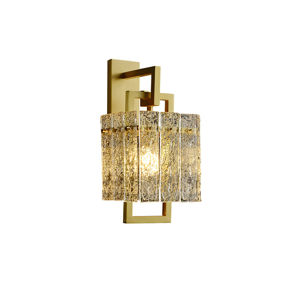 Jewell Modern 1-Light Brass Decorative Wall Sconce with Water-ripple Glass Shade