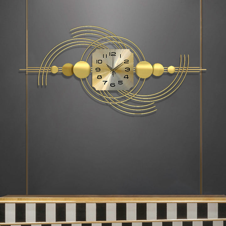 Modern 3D Metal Wall Clock with Golden Geometric Frame