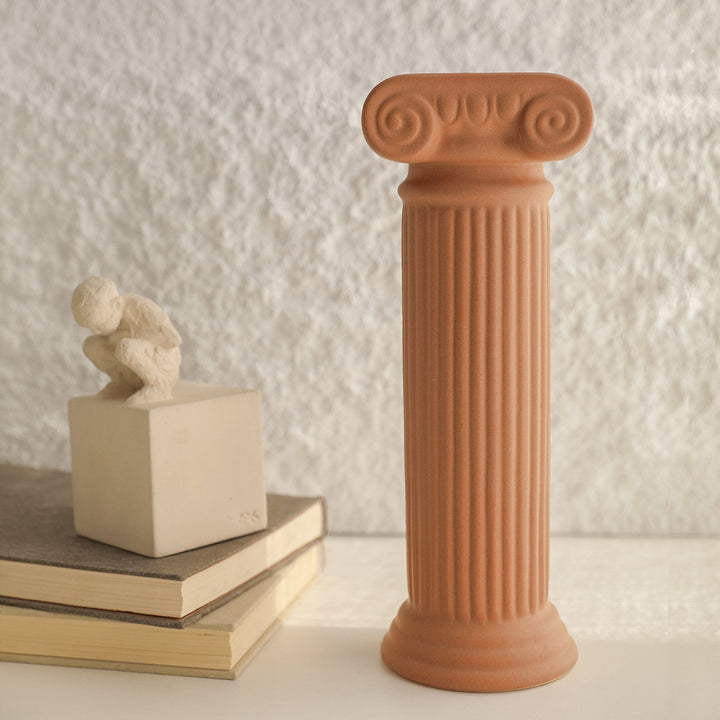 2 Pieces Resin Roman Column Flower Vase Set Home Sculpture Decor Art Living Room Bedroom