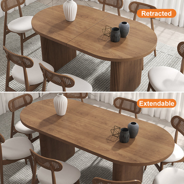 Japandi 2000mm-2400mm Oval Extendable Walunt Dining Table Butterfly Leaf 6-10 Seater