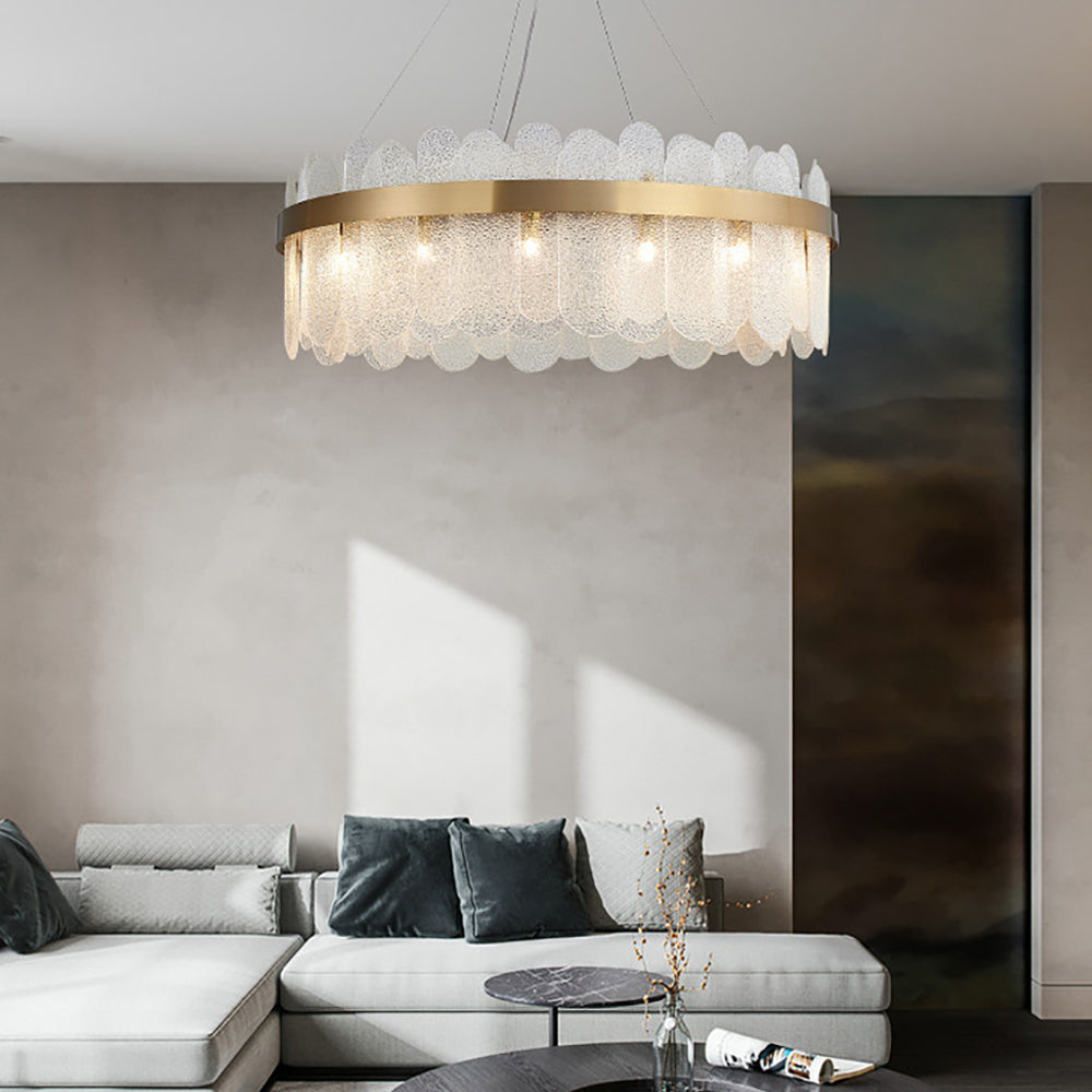 Modern Round 14-Light Tiered Clear Glass Chandelier