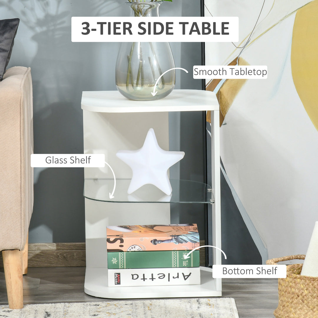 Bedside Cabinet: Sleek Three-Tier Unit with Shelving