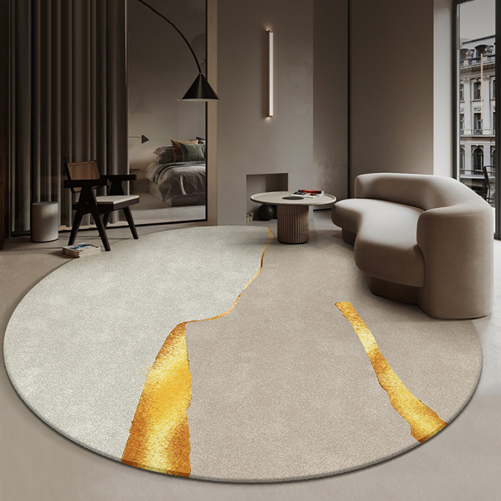 2150mm x 2150mm Circular Modern & Creative & Light Luxury Khaki & Yellow Area Rug