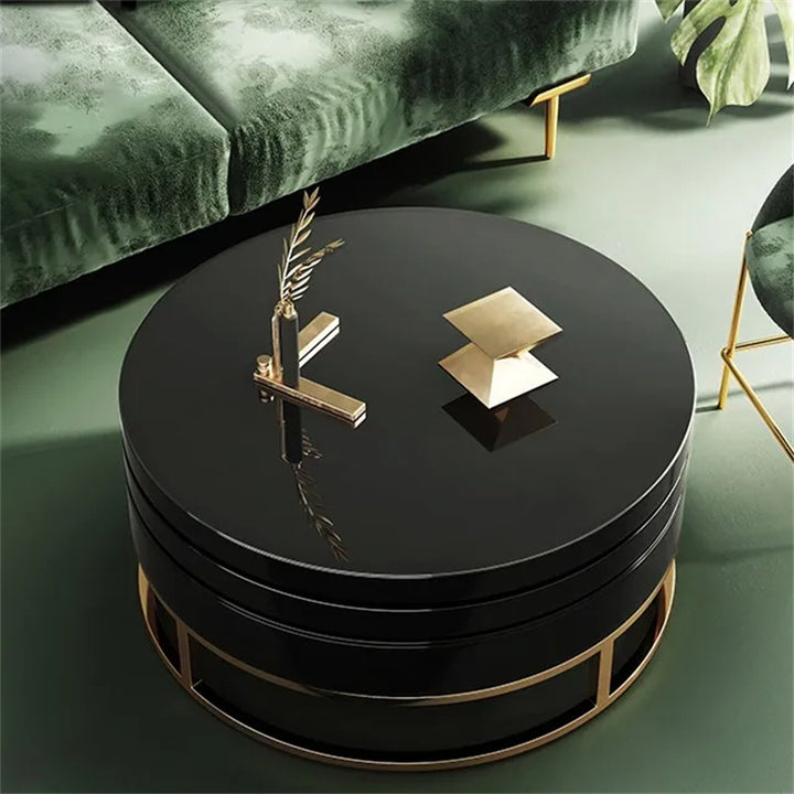 800mm Modern Round Wood Swivel Coffee Table