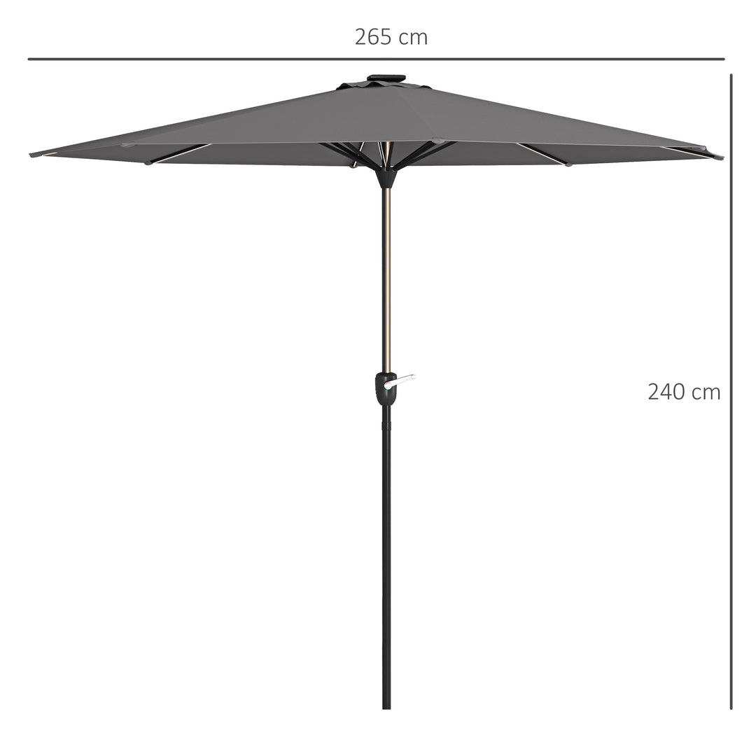 Waterproof Patio Parasol with Solar-Powered LED Lights