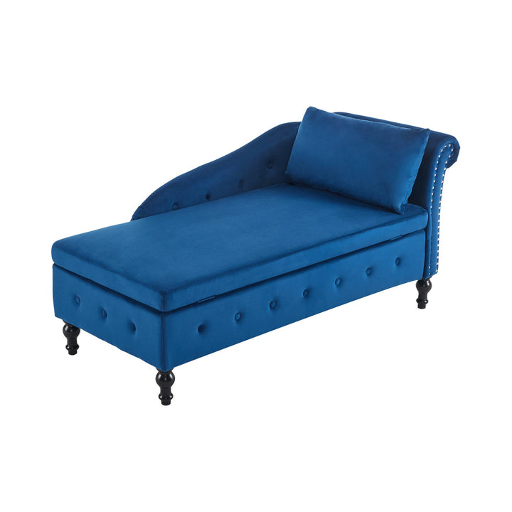 Velvet Upholstered Chaise Sofa Bed with Storage