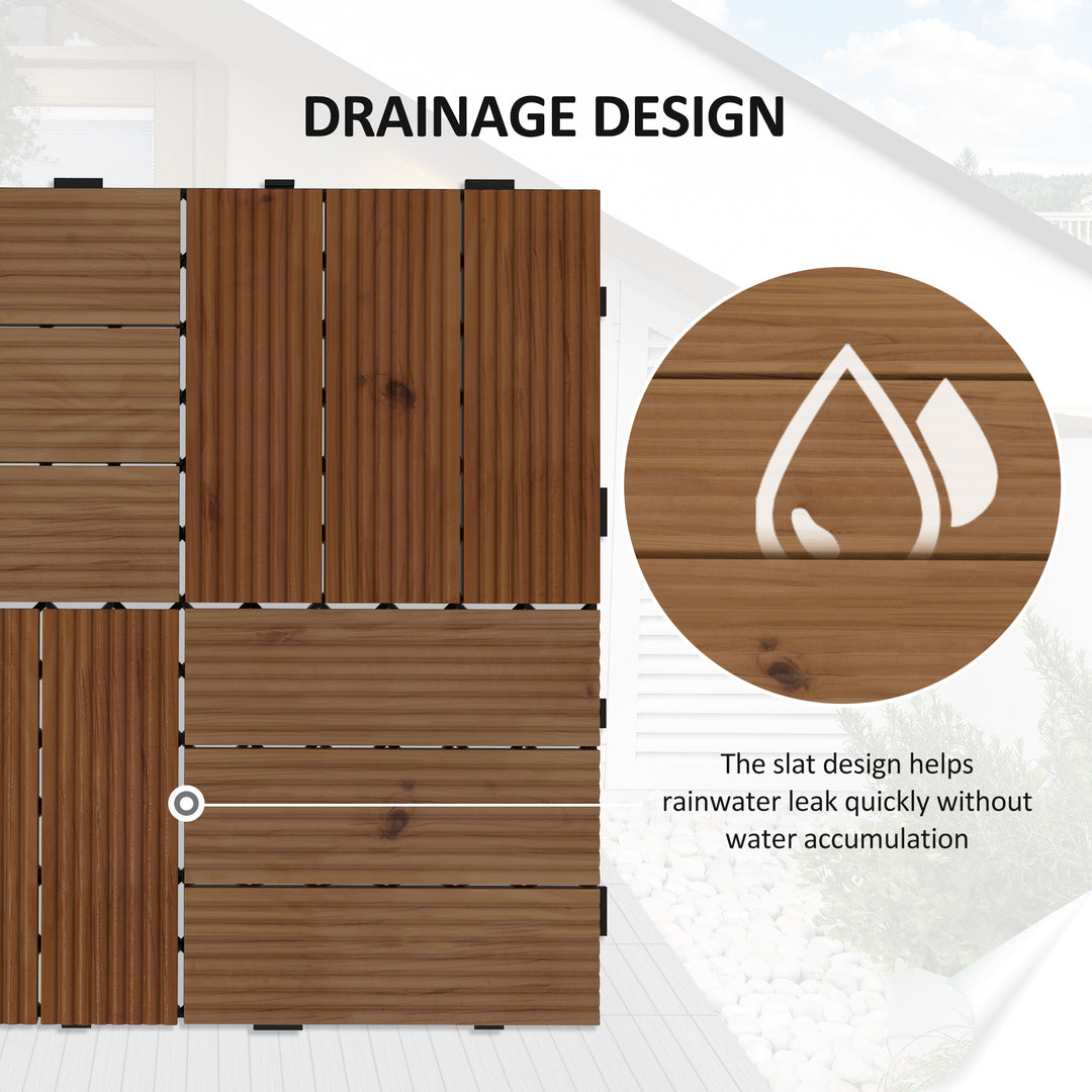 27 Pcs Wooden Interlocking Decking Tiles