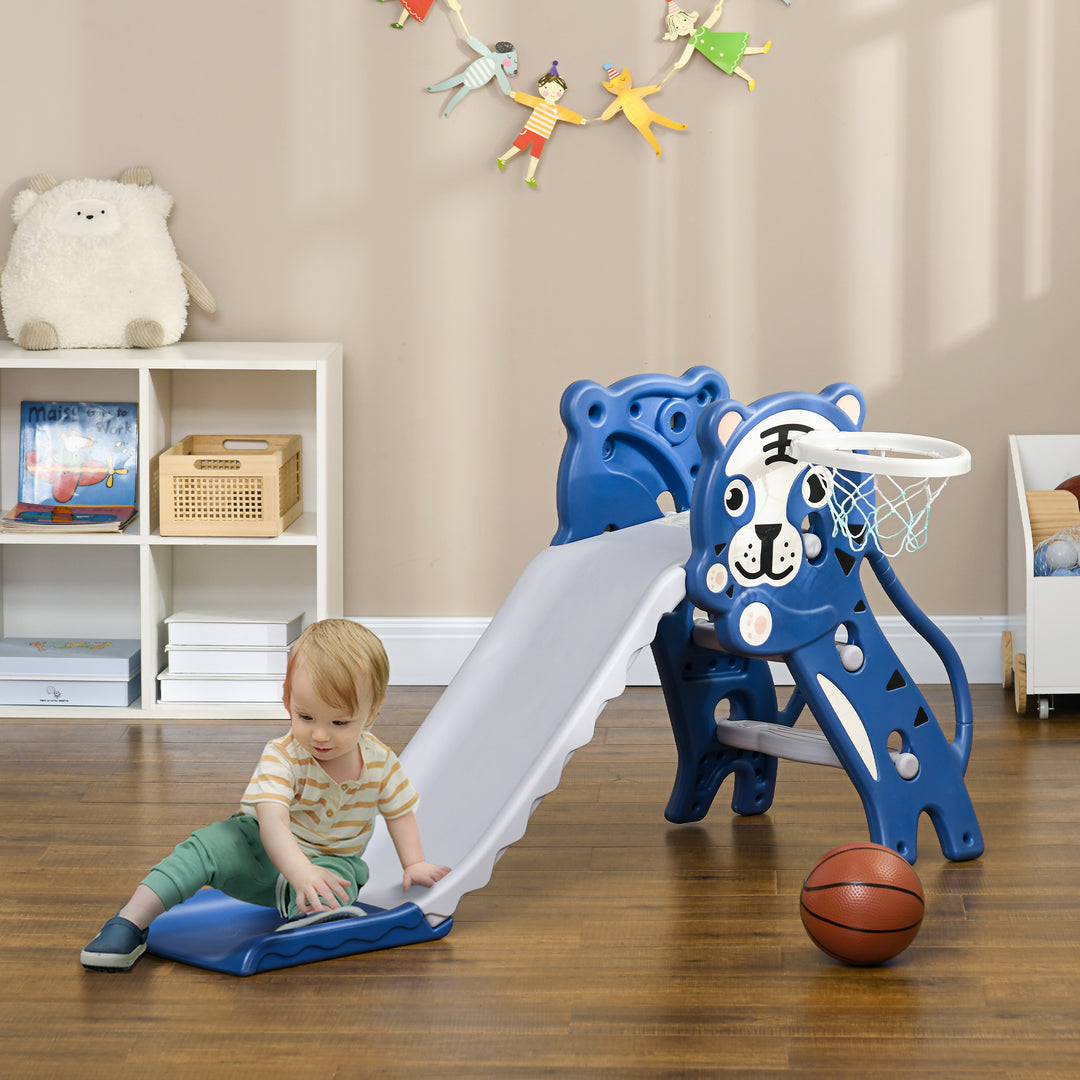 2 in 1 Baby Slide for Indoor Use with Basketball Hoop