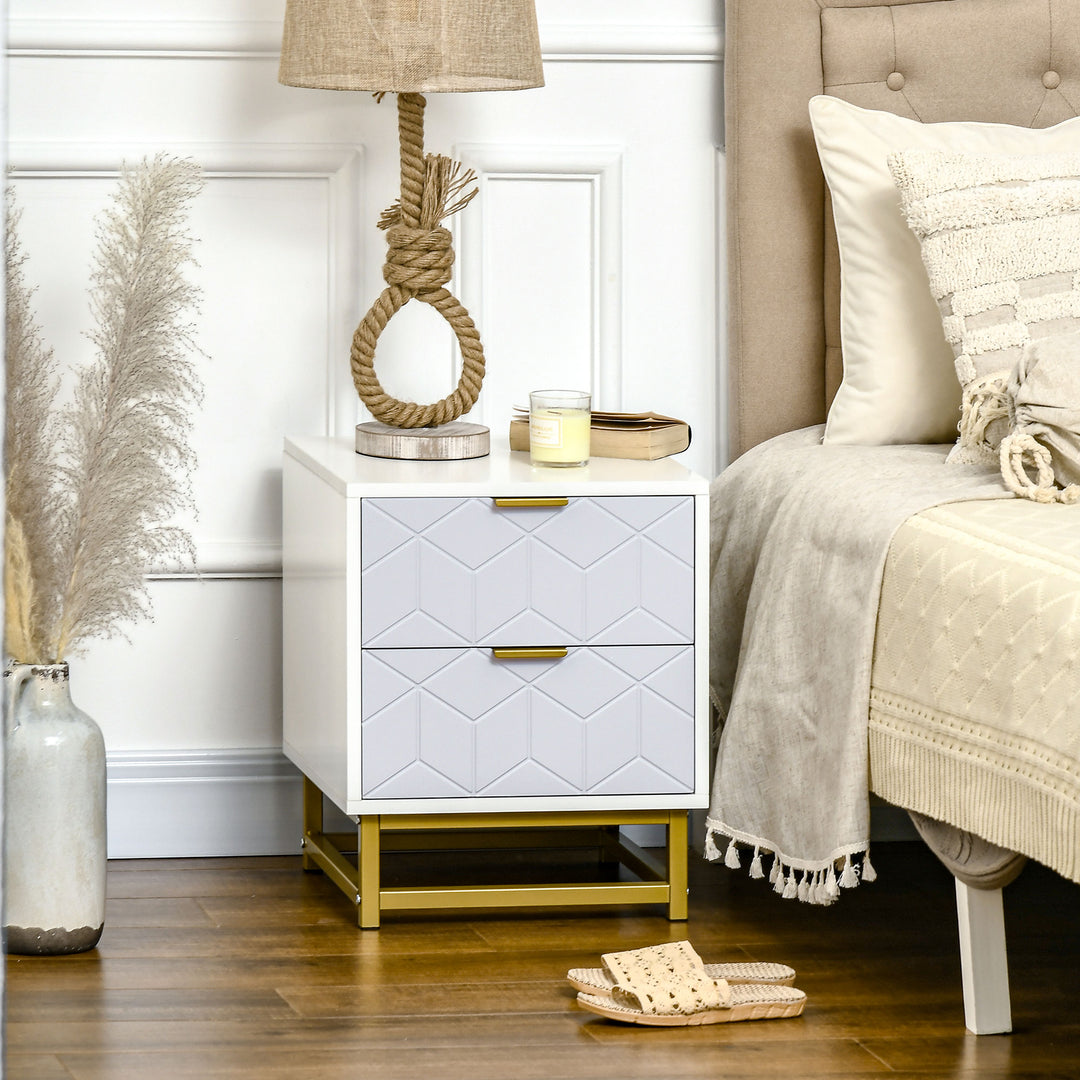 HOMCOM Bedside Table with 2 Drawers