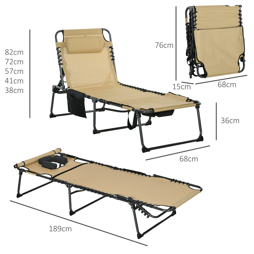 Folding Sun Lounger with 5-level Reclining Back