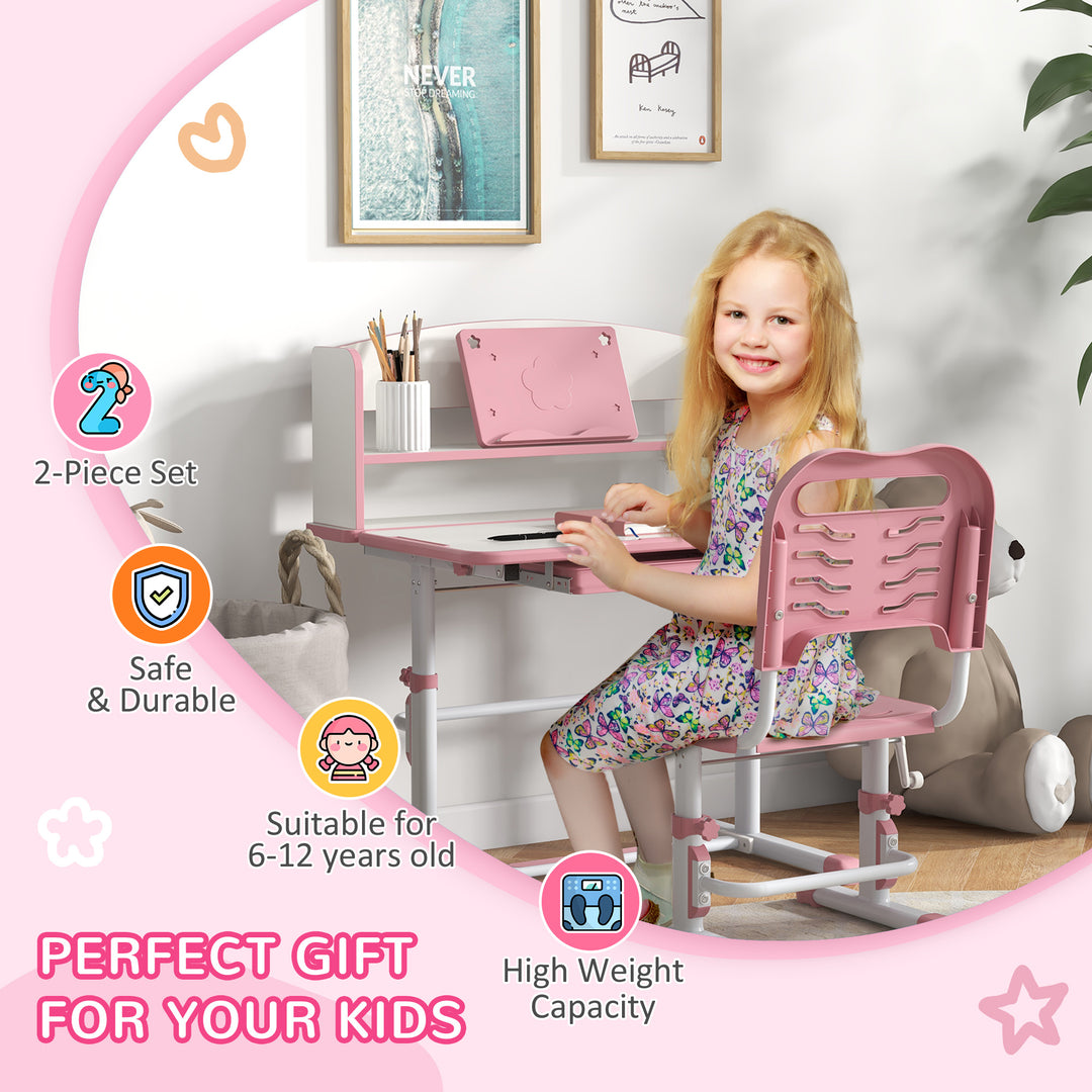 Height Adjustable Kids Study Table and Chair Set