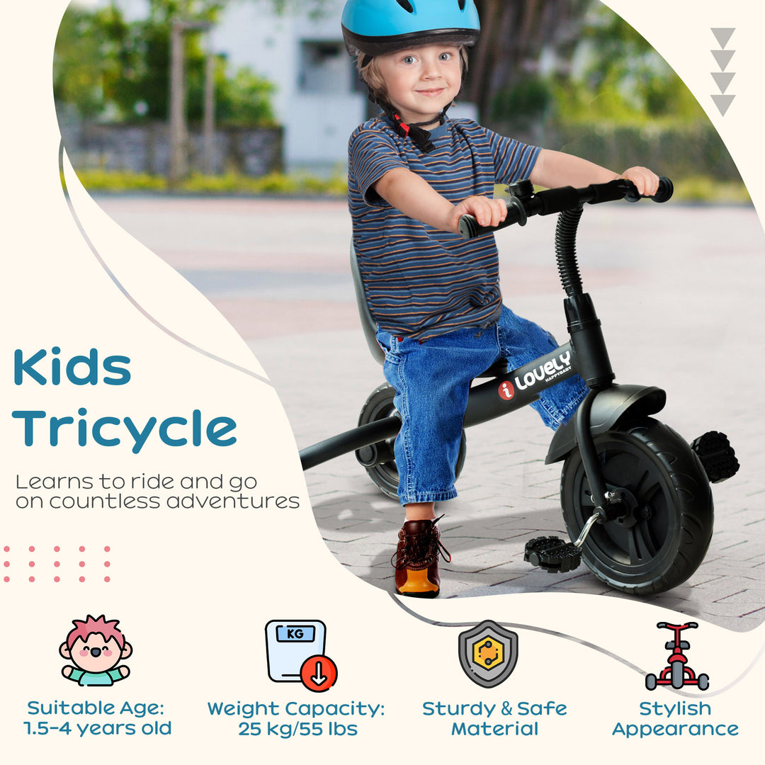 Ride On Tricycle 3 Wheels Plastic Pedal Trike for Kids over 18 Months