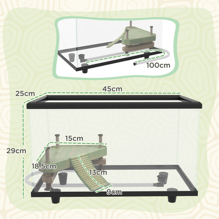 28L Glass Turtle Tank Aquarium with Basking Platform