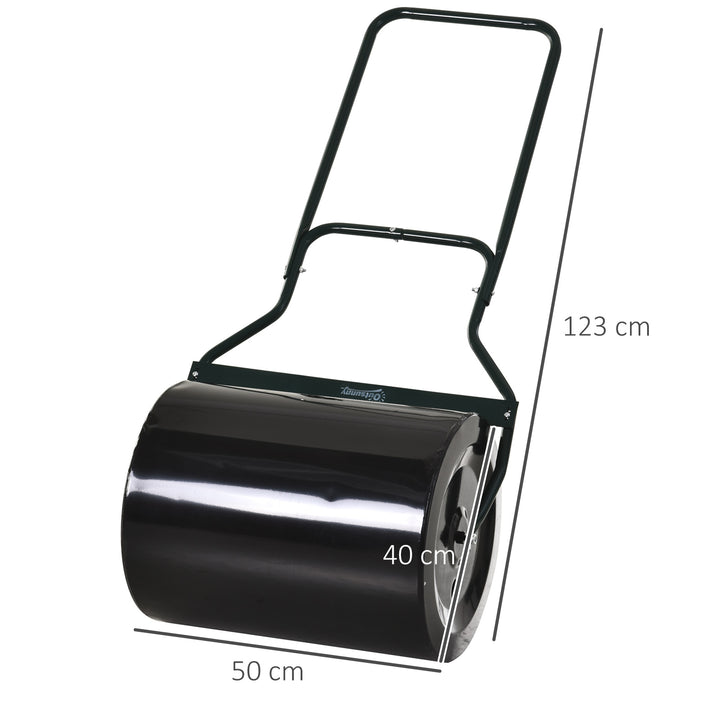 φ50cm Steel Garden Lawn Roller Push Pull w/ Fillable Cylinder Water Sand Plug Lawn Flatten Seed Sow Rolling Drum w/ Handle