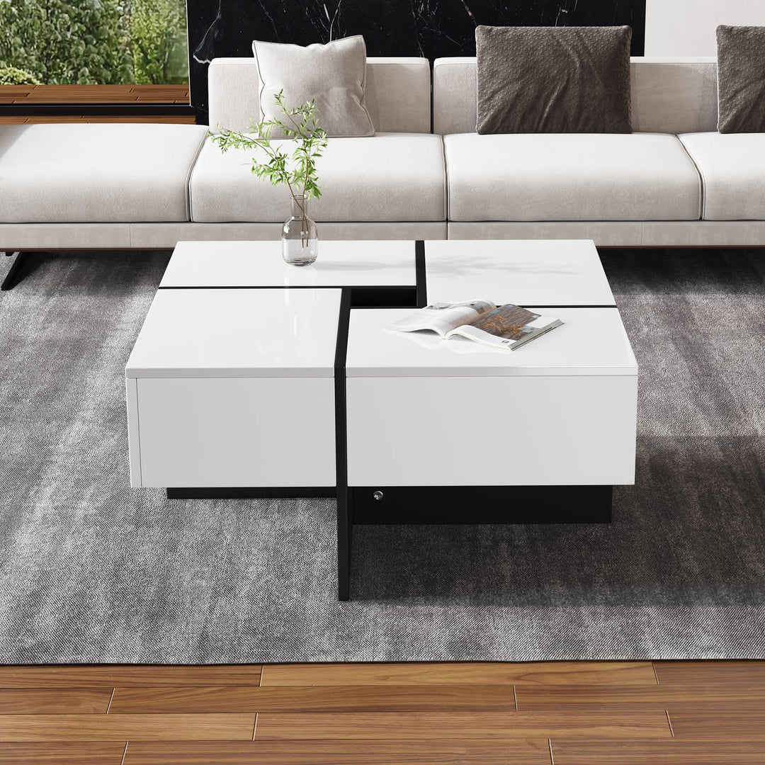 Modern Multifunctional Coffee Table with 5 Open Storage