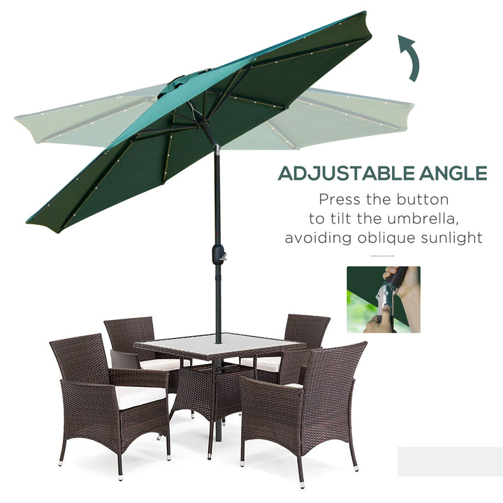 Waterproof LED Patio Parasol: 2.7m Tilting Umbrella with Crank & 8 Ribs