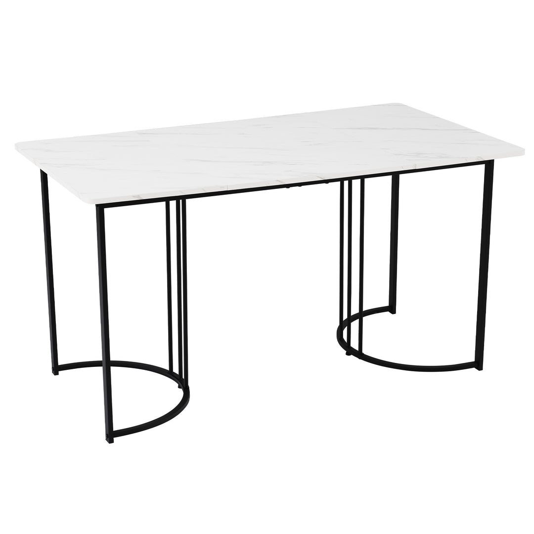 Rectangular Extendable Dining Table with Adjustable Feet & Marble Top