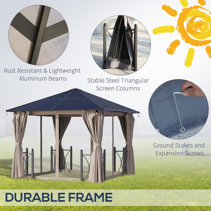 3 x 3(m) Hardtop Gazebo Canopy with Polycarbonate Roof