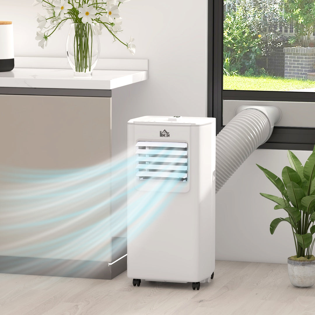 5000 BTU 4-In-1 Compact Portable Mobile Air Conditioner Unit Cooling Dehumidifying Ventilating w/ LED Timer Auto Shut-down White