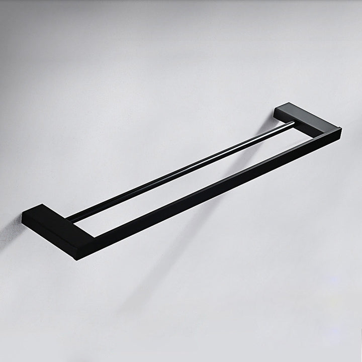 Tierney Modern Stainless Steel Matte Black Double-Rod Towel Bar Wall Mount