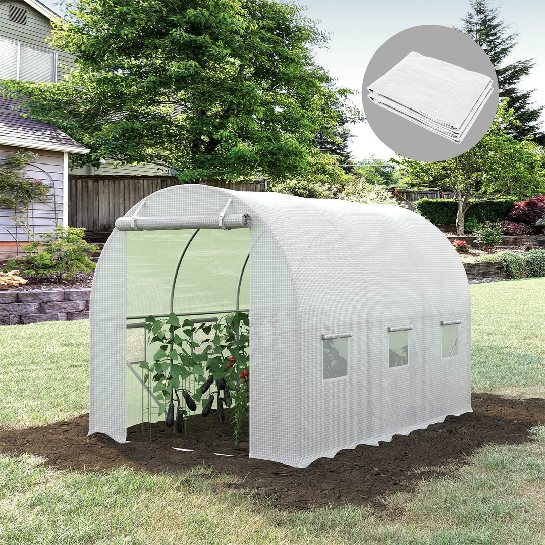 3 x 2 x 2m Greenhouse Replacement Walk-in PE Hot House Cover with 6 Windows Roll-Up and Zipper Door