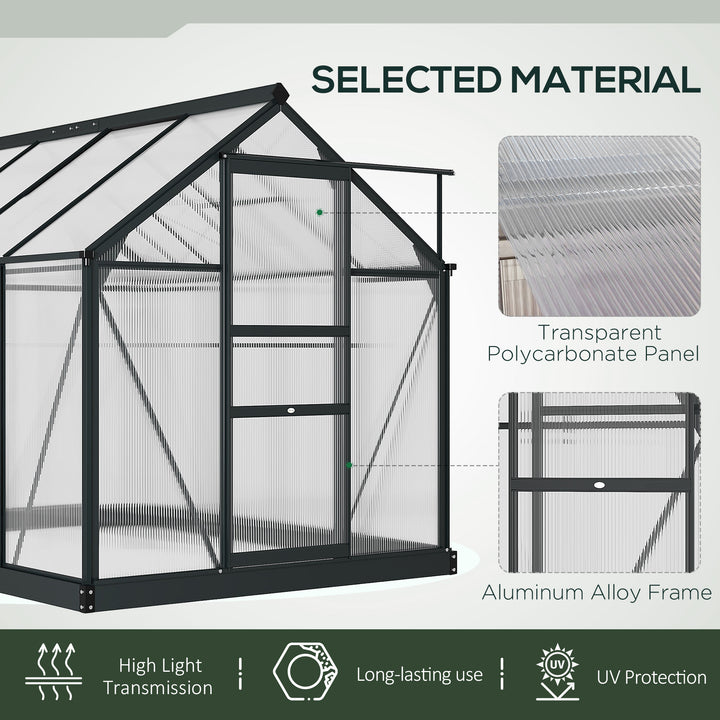 Clear Polycarbonate Greenhouse Large Walk-In Green House Garden Plants Grow Galvanized Base Aluminium Frame with Slide Door