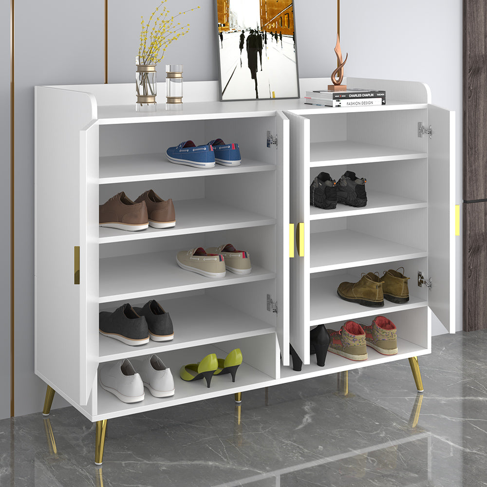 Yellar Nordic White Shoe Cabinet 10 Shelves Entryway Shoe Cabinet