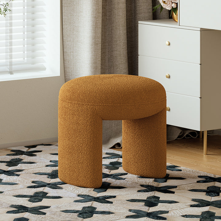 Modern Orange Boucle Vanity Stool Backless Makeup Accent Chair