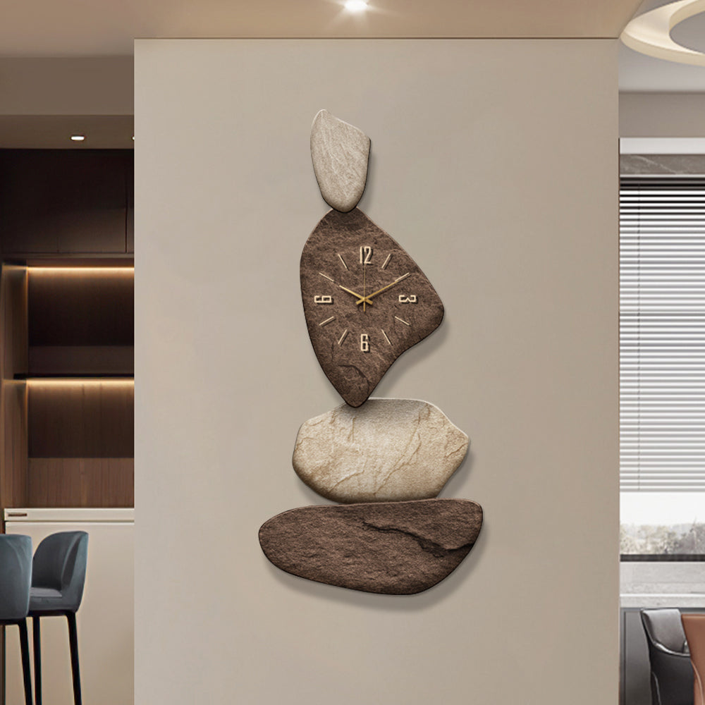 820mm Large Stone Shape Japandi Wall Clock Unique Irregular Home Decor Art Living Room